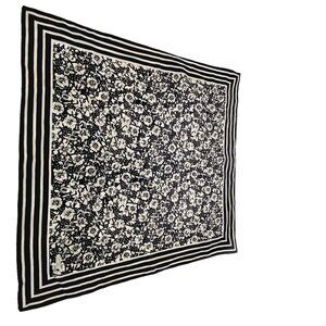 Robinson Golluber Scarf Neckerchief Square floral Stripe Black White 21"